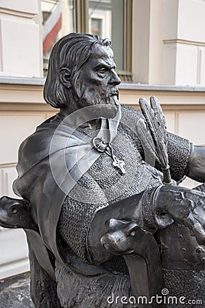 Monument of Polish king BolesÅ‚aw Chrobry in Gniezno Editorial Stock Photo